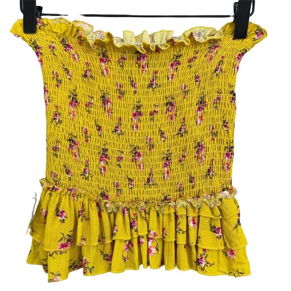 Blue Life yellow floral smocked secret crush last night set extra small MSRP 204 - Picture 8 of 12